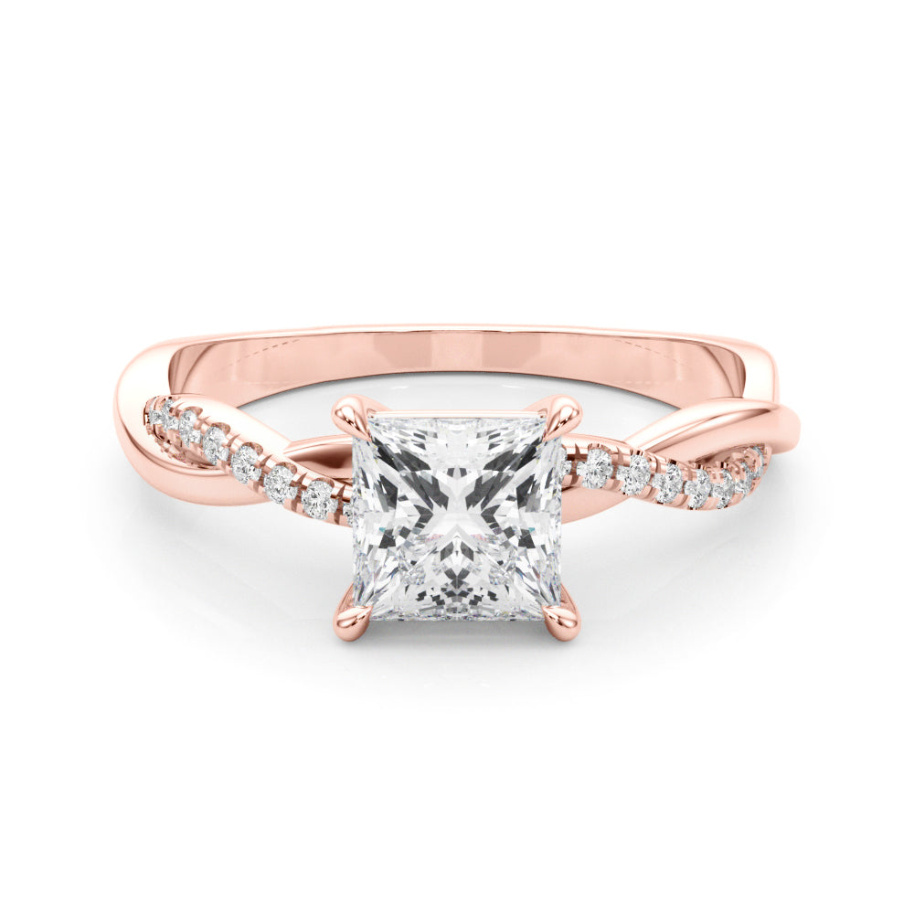 Elegant 14kt White Gold Square Engagement Ring Setting - 1/10 ct TW SI1-SI2 G-H Diamonds