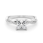Elegant 14kt White Gold Square Engagement Ring Setting - 1/10 ct TW SI1-SI2 G-H Diamonds