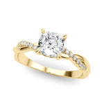 Elegant Cushion Cut Engagement Ring Setting - 3.8mm Band Width, 1/10 ct TW Sidestones in 14k White Gold