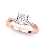 Elegant Cushion Cut Engagement Ring Setting - 3.8mm Band Width, 1/10 ct TW Sidestones in 14k White Gold