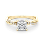 Elegant Cushion Cut Engagement Ring Setting - 3.8mm Band Width, 1/10 ct TW Sidestones in 14k White Gold