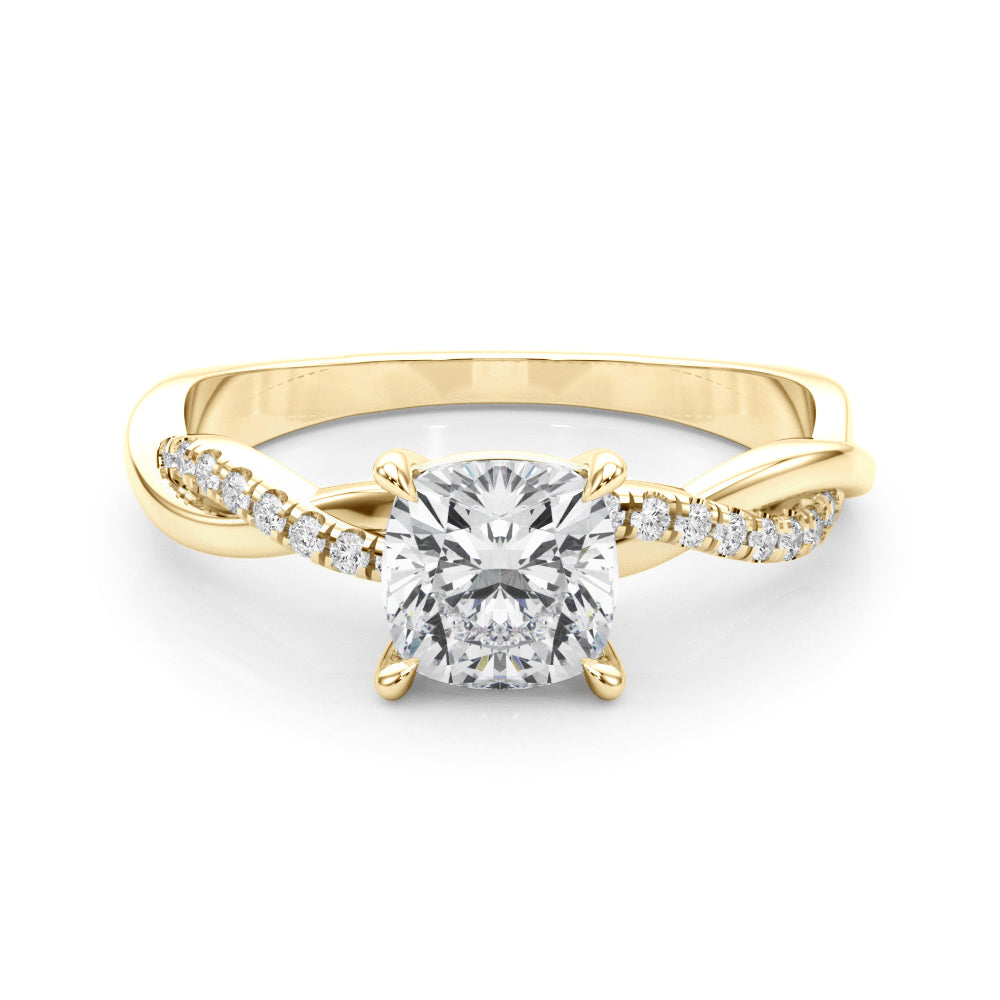 Elegant Cushion Cut Engagement Ring Setting - 3.8mm Band Width, 1/10 ct TW Sidestones in 14k White Gold