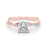 Elegant Cushion Cut Engagement Ring Setting - 3.8mm Band Width, 1/10 ct TW Sidestones in 14k White Gold