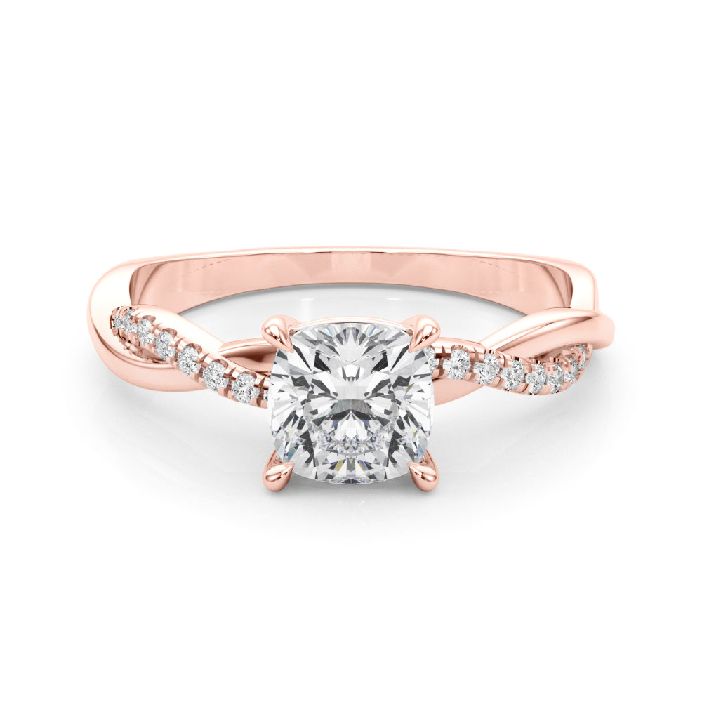 Elegant Cushion Cut Engagement Ring Setting - 3.8mm Band Width, 1/10 ct TW Sidestones in 14k White Gold