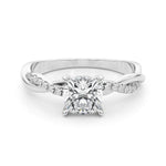 Elegant Cushion Cut Engagement Ring Setting - 3.8mm Band Width, 1/10 ct TW Sidestones in 14k White Gold