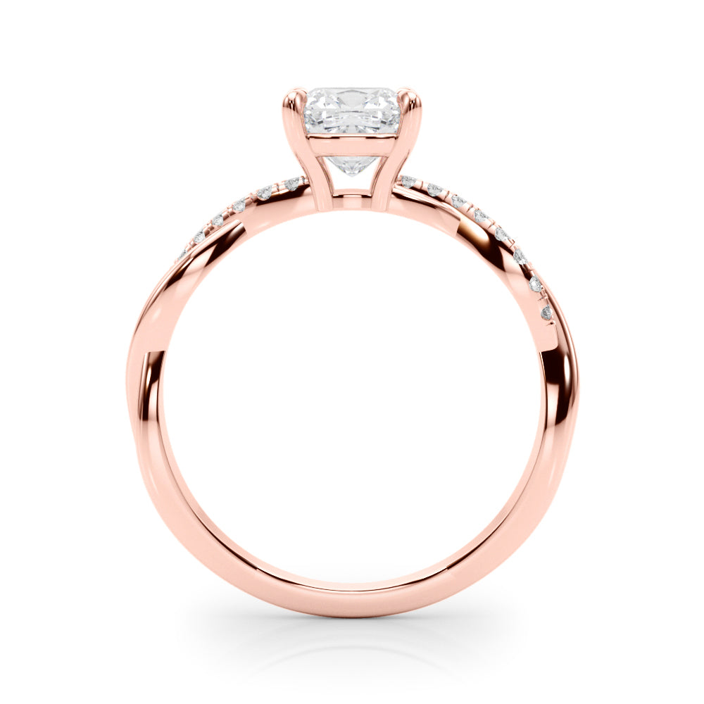 Elegant Cushion Cut Engagement Ring Setting - 3.8mm Band Width, 1/10 ct TW Sidestones in 14k White Gold