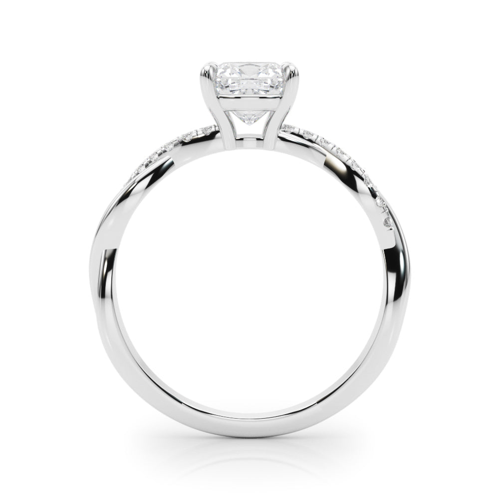 Elegant Cushion Cut Engagement Ring Setting - 3.8mm Band Width, 1/10 ct TW Sidestones in 14k White Gold