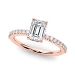 Hidden Halo Emerald Cut Solitaire Engagement Ring Setting in 14kt White Gold - 1/3 ct tw Diamonds