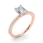 Hidden Halo Emerald Cut Solitaire Engagement Ring Setting in 14kt White Gold - 1/3 ct tw Diamonds