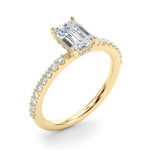 Hidden Halo Emerald Cut Solitaire Engagement Ring Setting in 14kt White Gold - 1/3 ct tw Diamonds