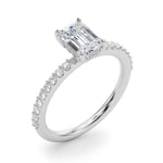 Hidden Halo Emerald Cut Solitaire Engagement Ring Setting in 14kt White Gold - 1/3 ct tw Diamonds