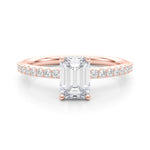 Hidden Halo Emerald Cut Solitaire Engagement Ring Setting in 14kt White Gold - 1/3 ct tw Diamonds