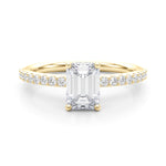 Hidden Halo Emerald Cut Solitaire Engagement Ring Setting in 14kt White Gold - 1/3 ct tw Diamonds