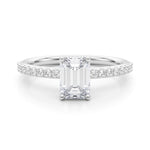 Hidden Halo Emerald Cut Solitaire Engagement Ring Setting in 14kt White Gold - 1/3 ct tw Diamonds