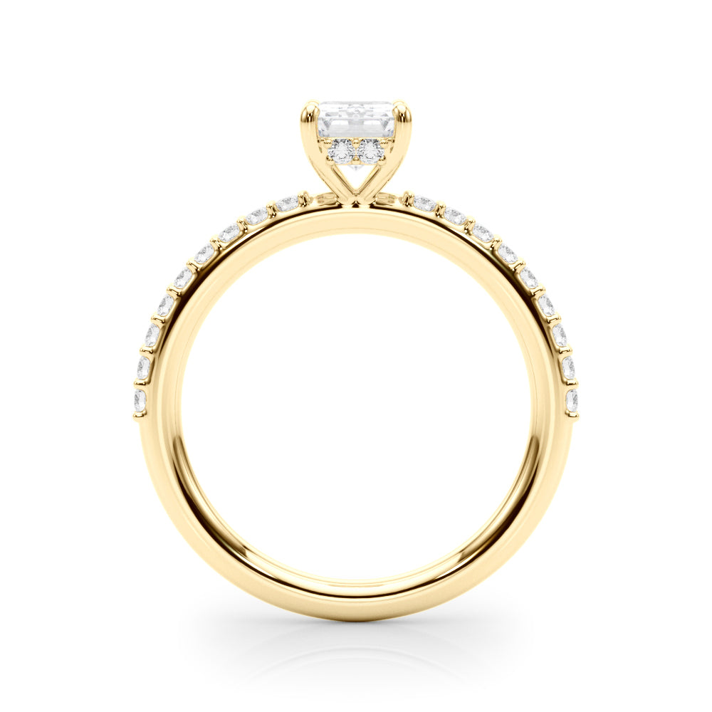 Hidden Halo Emerald Cut Solitaire Engagement Ring Setting in 14kt White Gold - 1/3 ct tw Diamonds