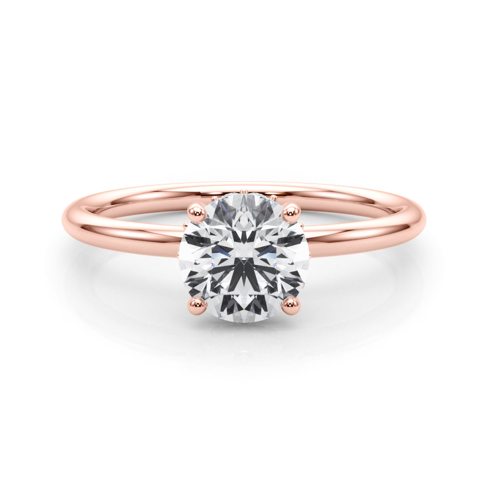 Elegant 14kt White Gold Hidden Halo Round Cut Engagement Ring Setting (1 3/4 ct TW Semi-Mount)