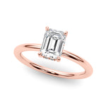 Elegant Emerald Cut Hidden Halo Engagement Ring in 14kt White Gold