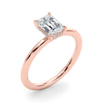 Elegant Emerald Cut Hidden Halo Engagement Ring in 14kt White Gold