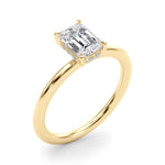 Elegant Emerald Cut Hidden Halo Engagement Ring in 14kt White Gold