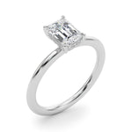 Elegant Emerald Cut Hidden Halo Engagement Ring in 14kt White Gold