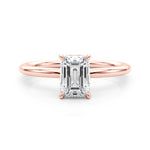 Elegant Emerald Cut Hidden Halo Engagement Ring in 14kt White Gold