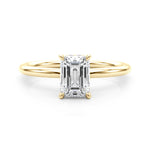 Elegant Emerald Cut Hidden Halo Engagement Ring in 14kt White Gold