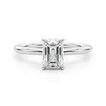 Elegant Emerald Cut Hidden Halo Engagement Ring in 14kt White Gold