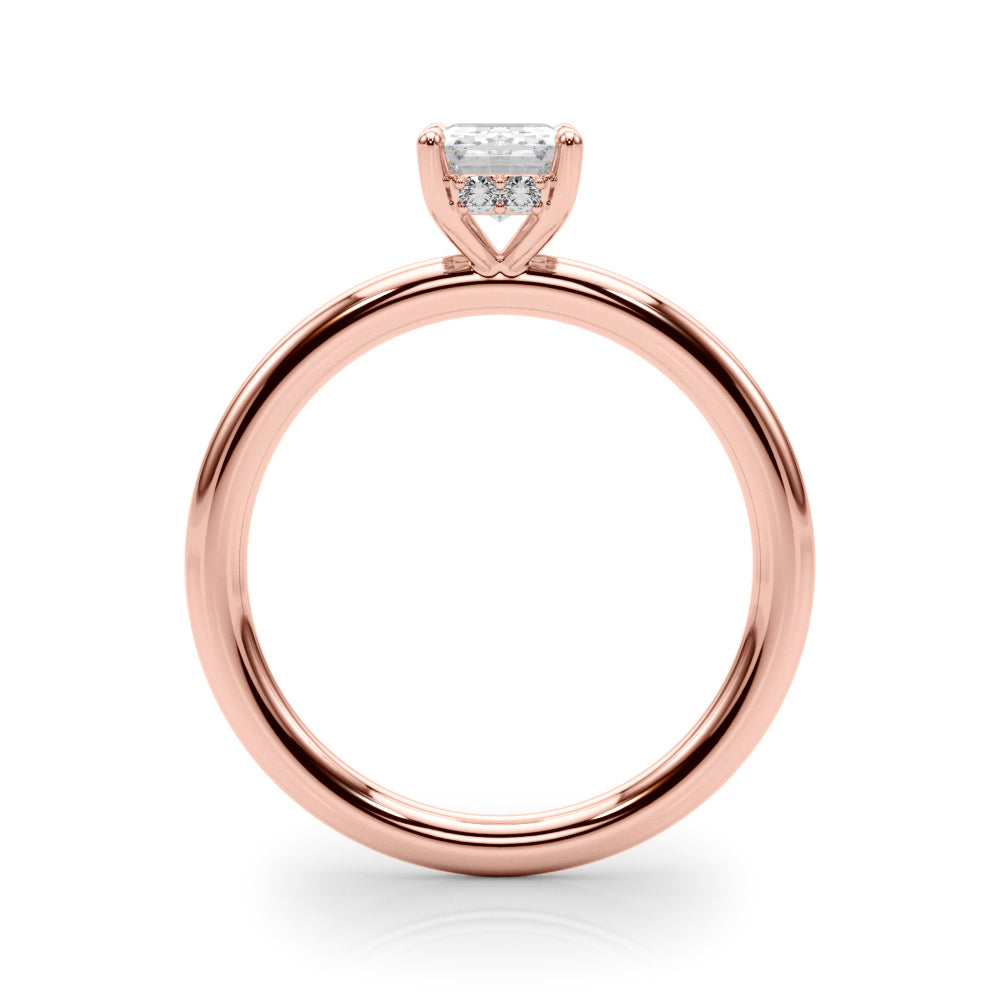 Elegant Emerald Cut Hidden Halo Engagement Ring in 14kt White Gold