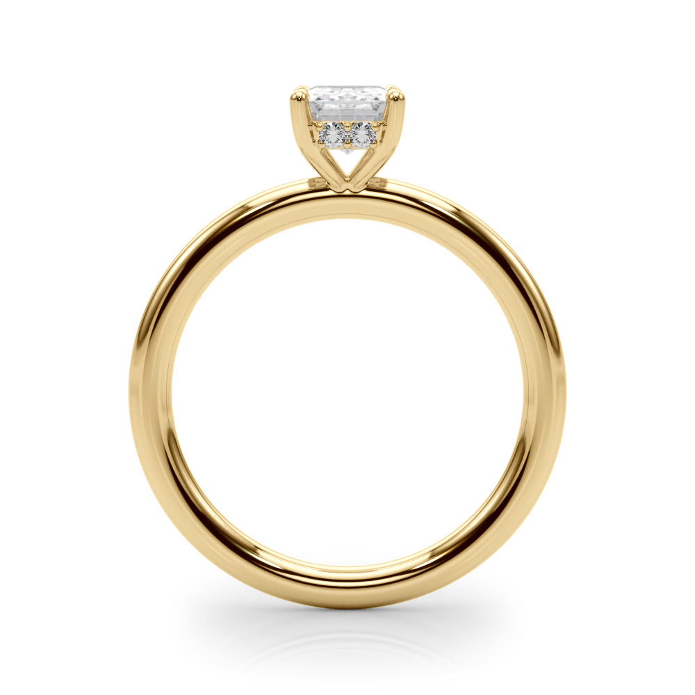Elegant Emerald Cut Hidden Halo Engagement Ring in 14kt White Gold