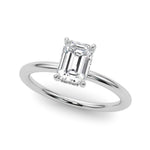 Elegant Emerald Cut Hidden Halo Engagement Ring in 14kt White Gold