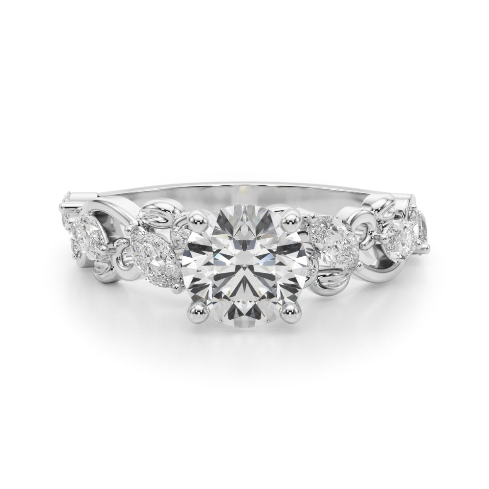 Elegant 14kt White Gold Diamond Engagement Ring - STYLE 