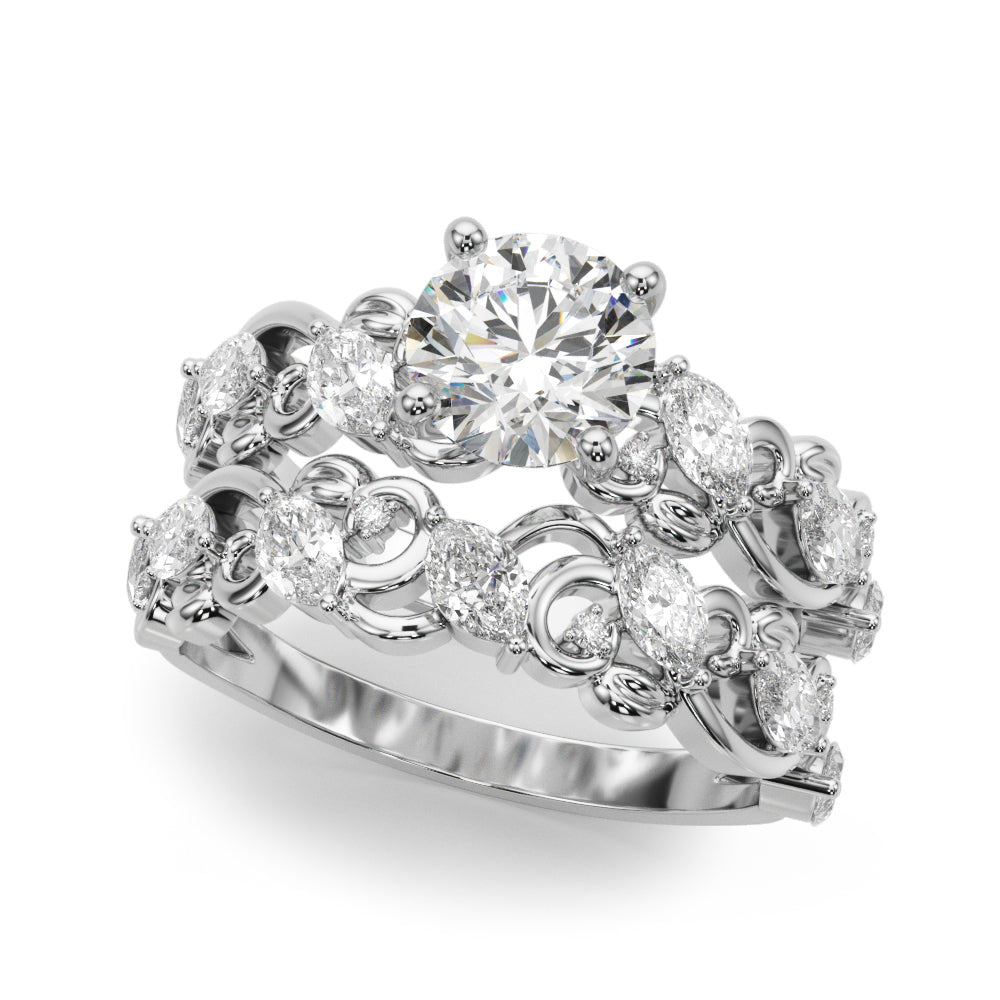 Elegant 14kt White Gold Diamond Engagement Ring - STYLE 