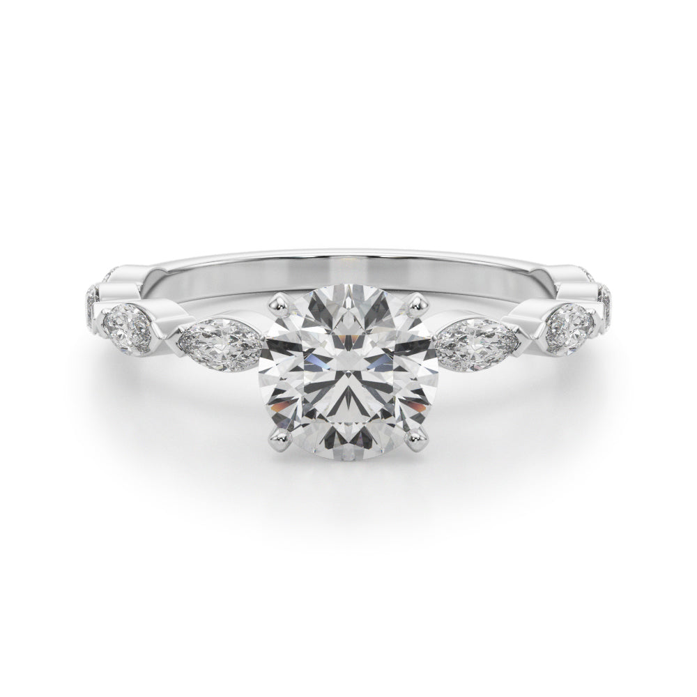 Elegant 14kt White Gold Marquise Engagement Ring with 1/2 ct TW Diamonds - STYLE 