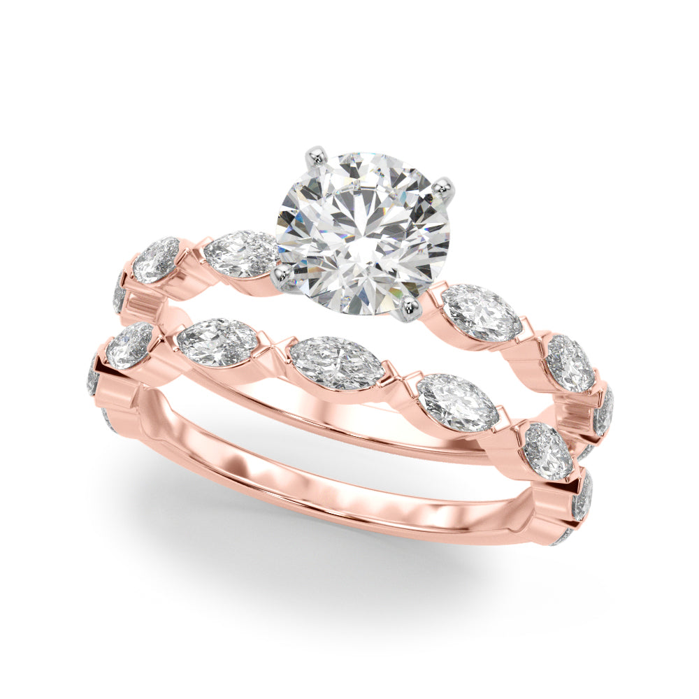 Elegant 14kt White Gold Marquise Engagement Ring with 1/2 ct TW Diamonds - STYLE 