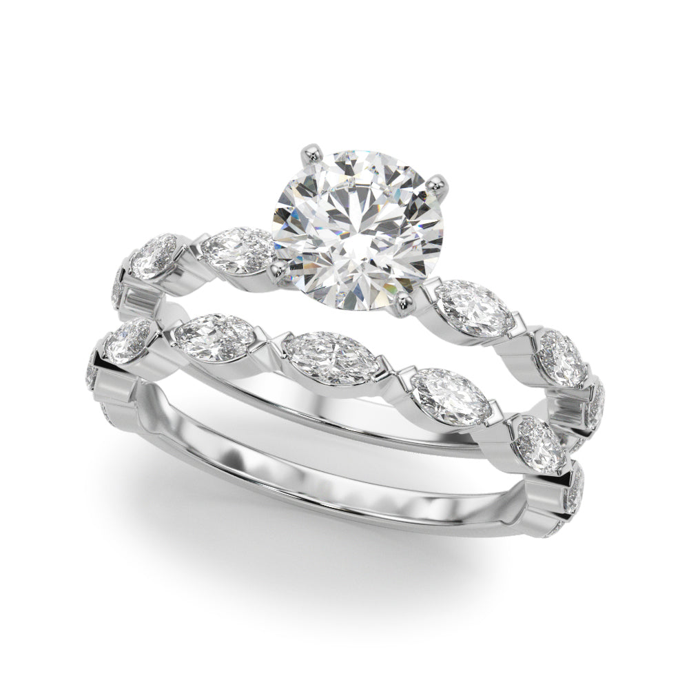 Elegant 14kt White Gold Marquise Engagement Ring with 1/2 ct TW Diamonds - STYLE 