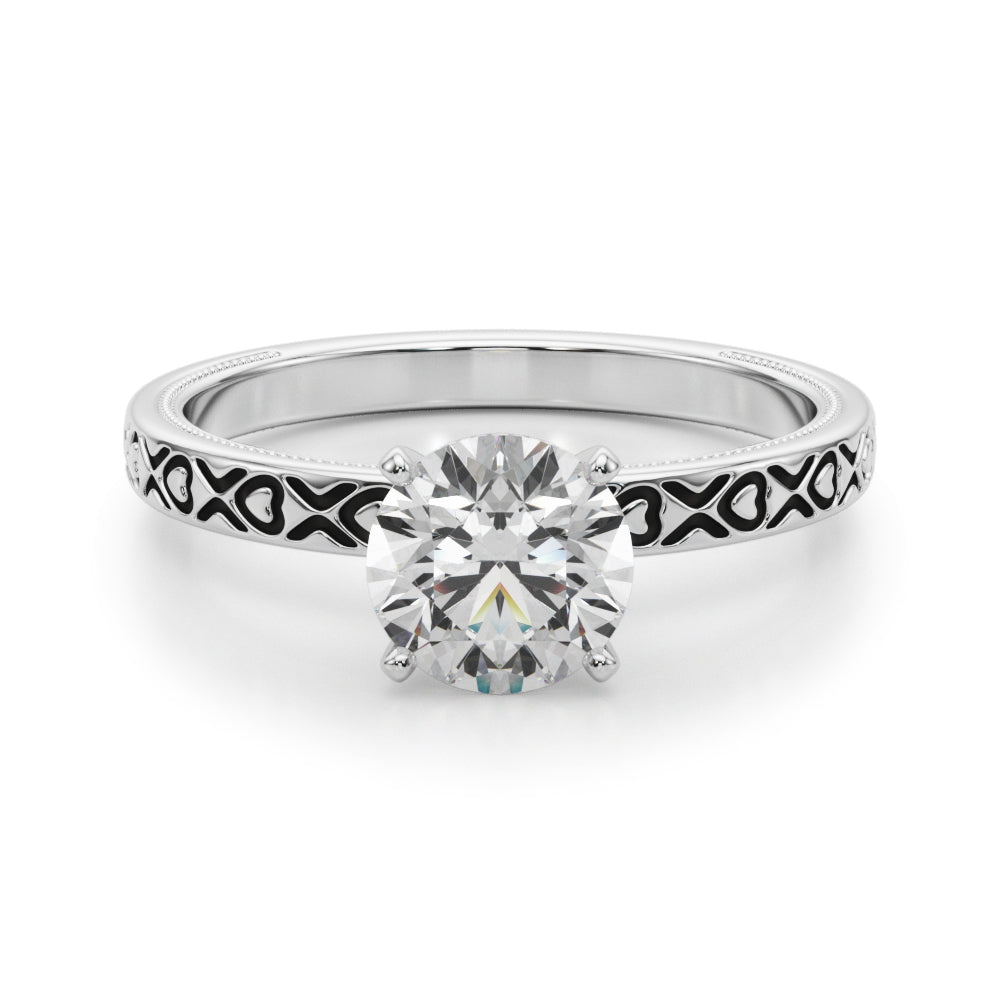 Elegant 14kt White Gold Engagement Ring - STYLE 