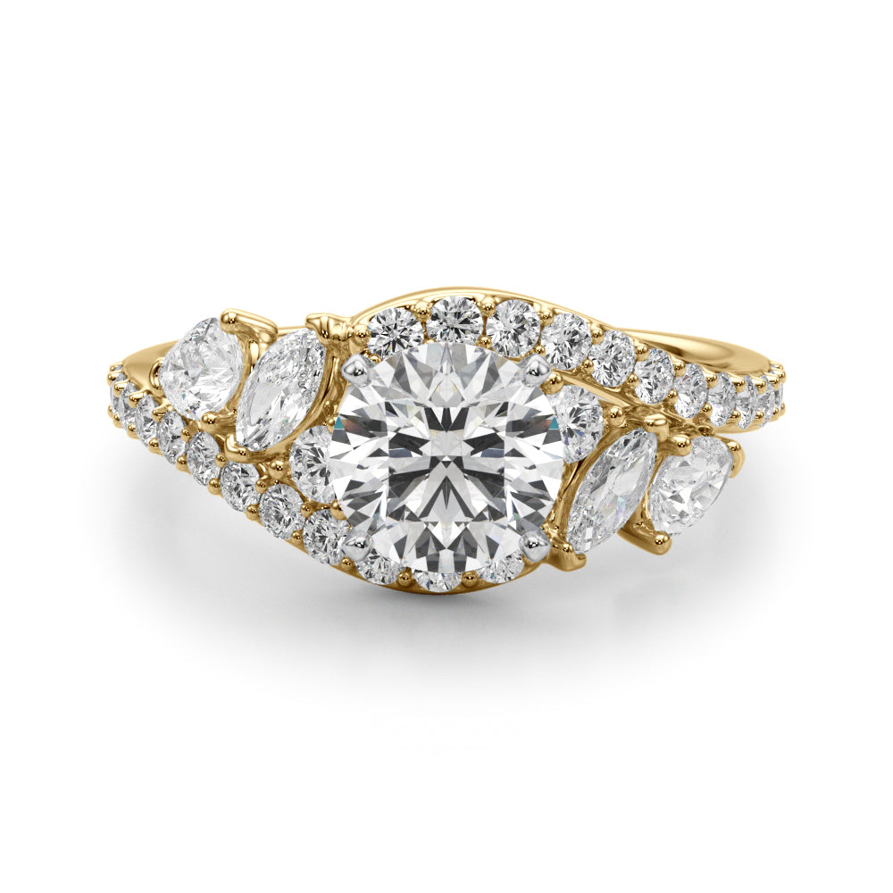 Elegant 14kt White Gold Marquise & Pear Cut Diamond Engagement Ring (STYLE 
