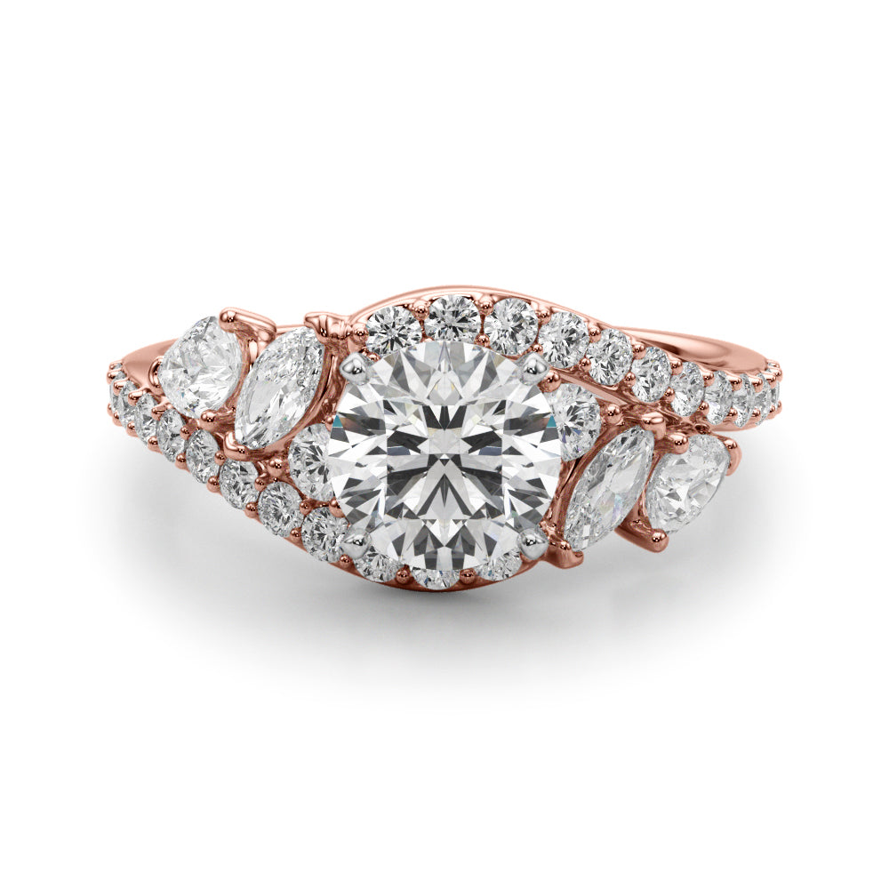 Elegant 14kt White Gold Marquise & Pear Cut Diamond Engagement Ring (STYLE 