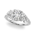 Elegant 14kt White Gold Marquise & Pear Cut Diamond Engagement Ring (STYLE 