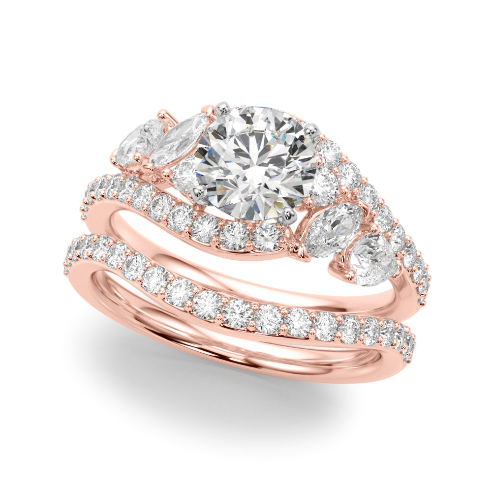 Elegant 14kt White Gold Marquise & Pear Cut Diamond Engagement Ring (STYLE 