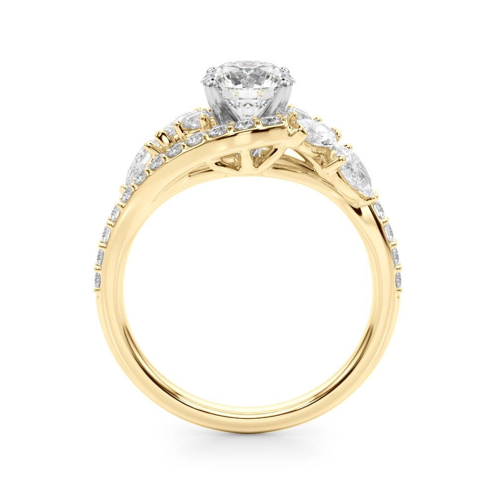 Elegant 14kt White Gold Marquise & Pear Cut Diamond Engagement Ring (STYLE 