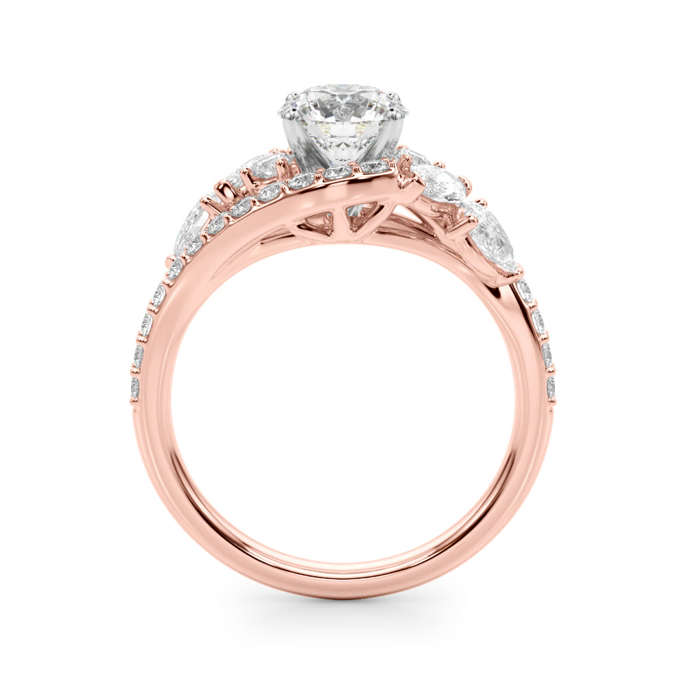 Elegant 14kt White Gold Marquise & Pear Cut Diamond Engagement Ring (STYLE 