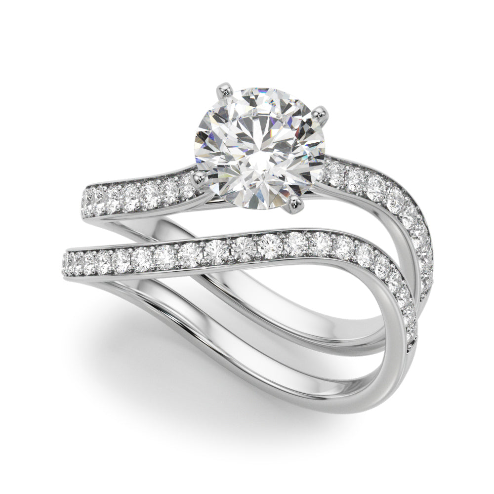 Elegant 14kt White Gold Semi-Mount Ring with 1/4 ct TW Diamond Accent (Style 