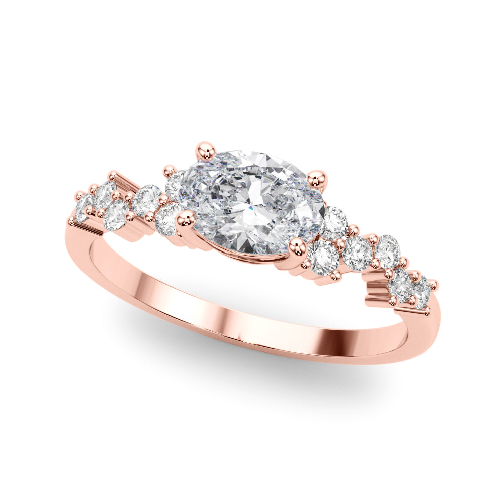 Oval 14kt White Gold Semi-Mount Engagement Ring Setting - 0.25 cttw Diamonds