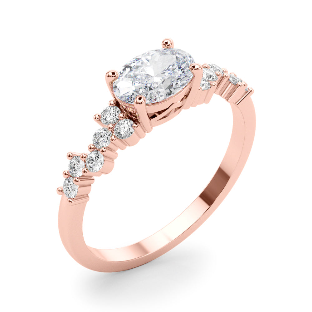 Oval 14kt White Gold Semi-Mount Engagement Ring Setting - 0.25 cttw Diamonds