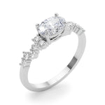Oval 14kt White Gold Semi-Mount Engagement Ring Setting - 0.25 cttw Diamonds