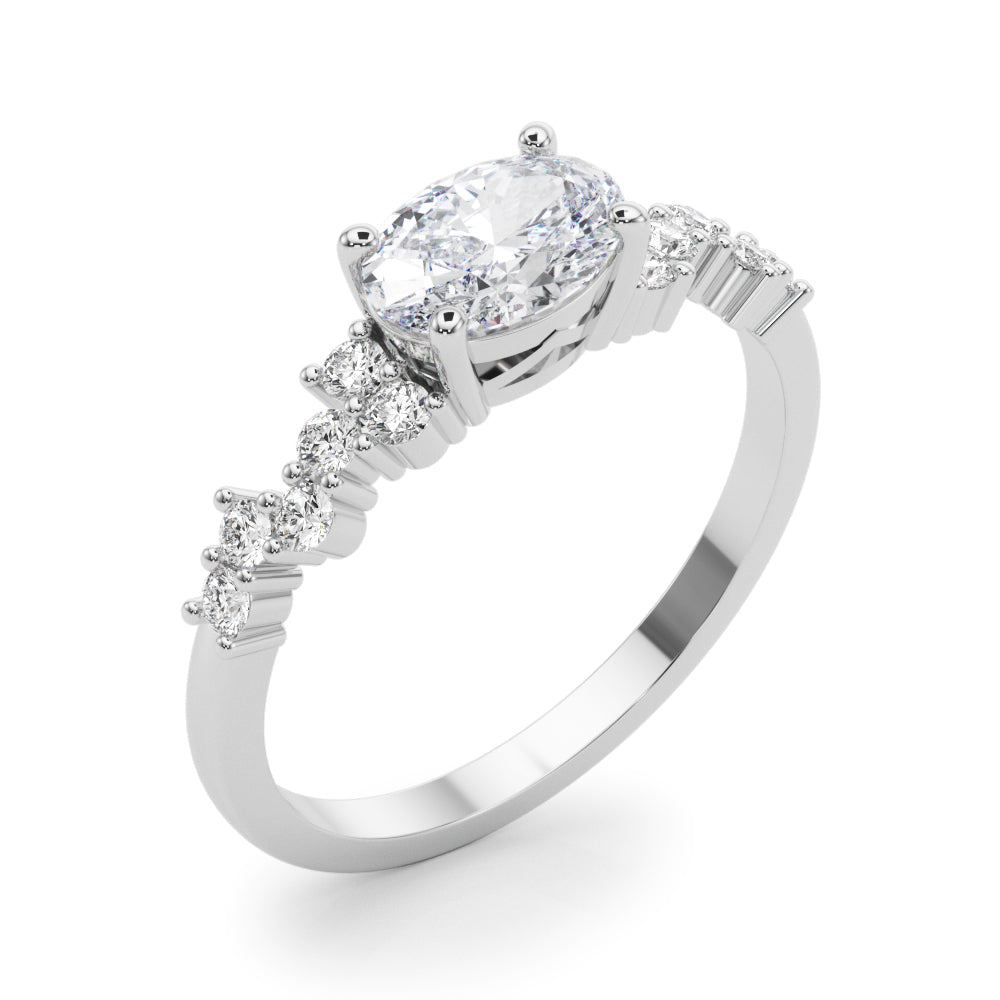 Oval 14kt White Gold Semi-Mount Engagement Ring Setting - 0.25 cttw Diamonds
