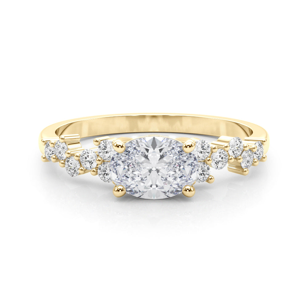 Oval 14kt White Gold Semi-Mount Engagement Ring Setting - 0.25 cttw Diamonds