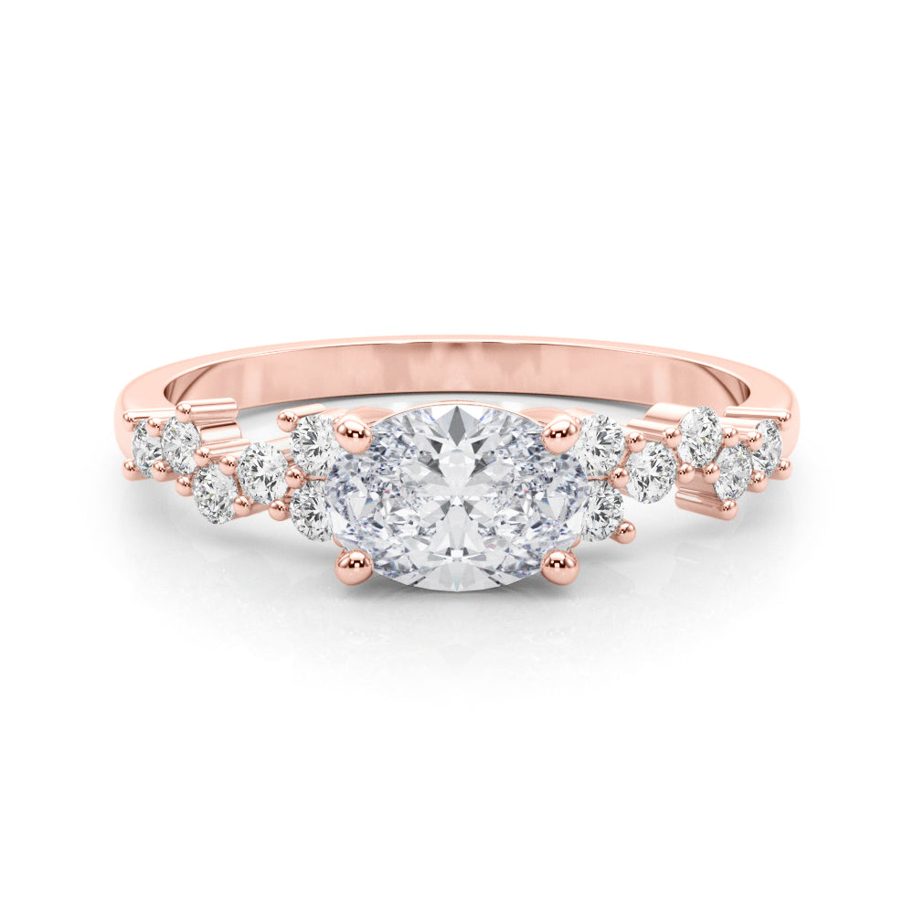 Oval 14kt White Gold Semi-Mount Engagement Ring Setting - 0.25 cttw Diamonds