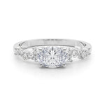Oval 14kt White Gold Semi-Mount Engagement Ring Setting - 0.25 cttw Diamonds